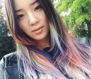 rainbow ombre Asian hair