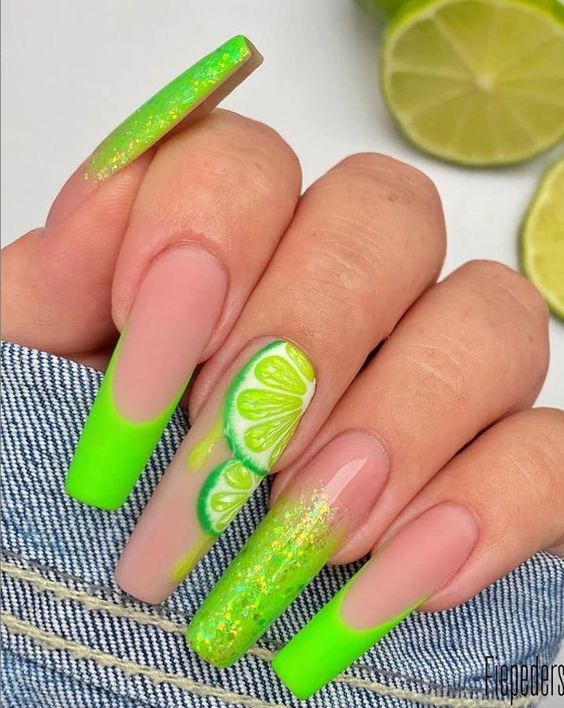 coffin lime green nail designs