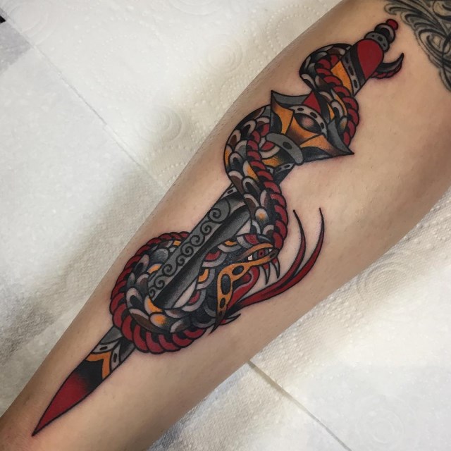 snake and dagger tattoos