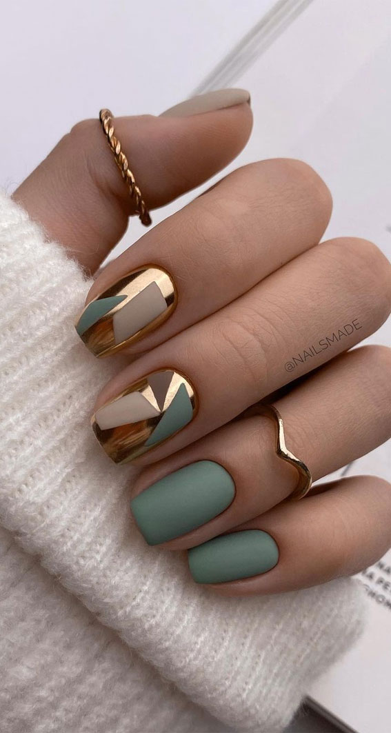 Gray and gold nail designs