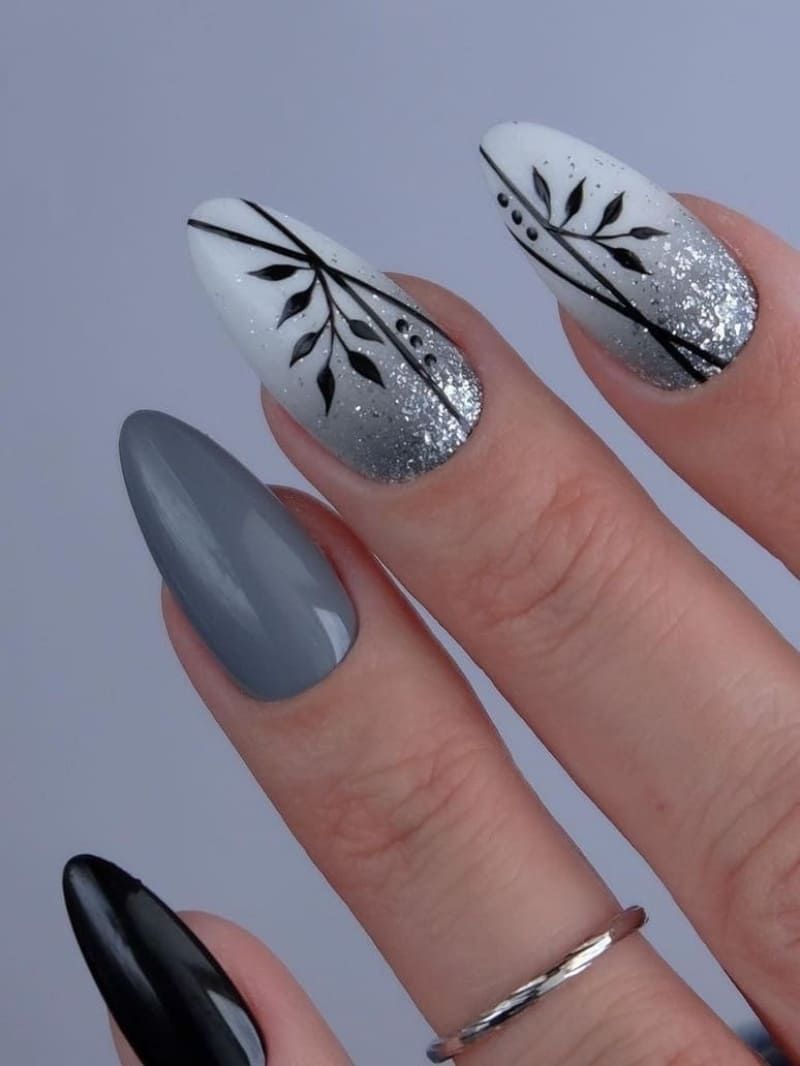 grey and black nails