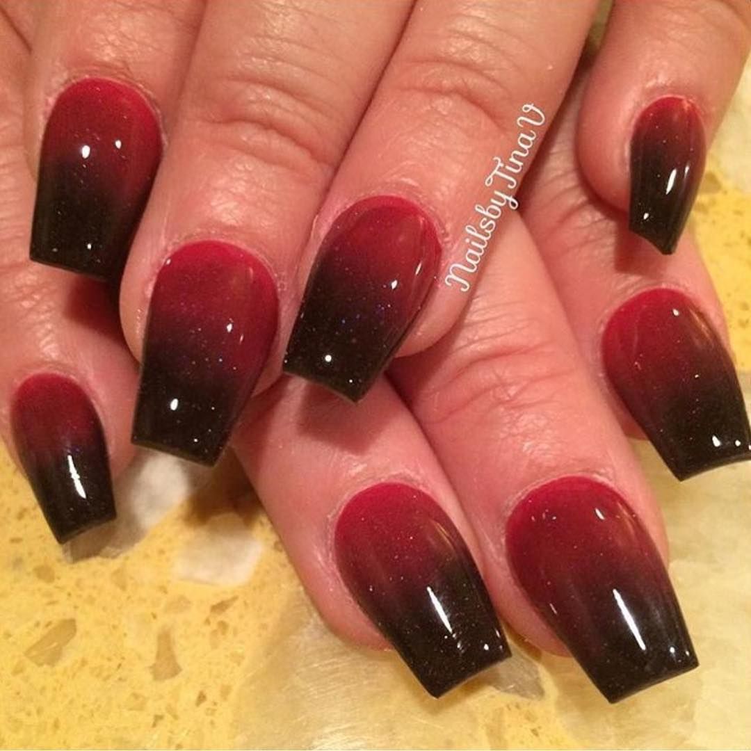 red ombre nails
