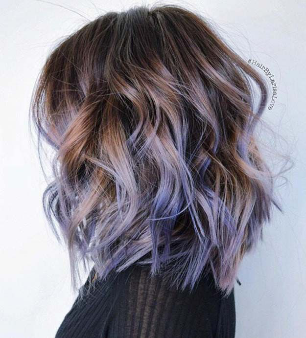 purple highlights on brown hair