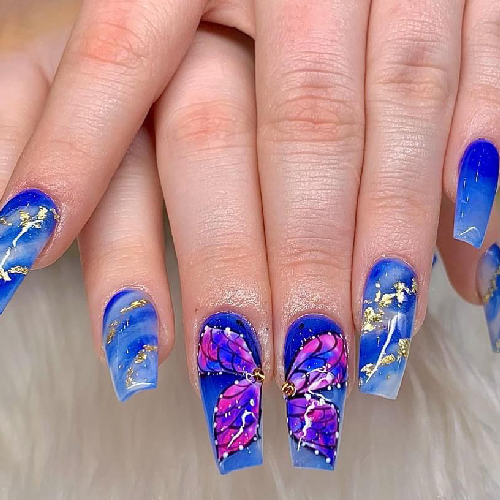 royal blue marble nails