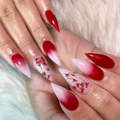 red ombre nails