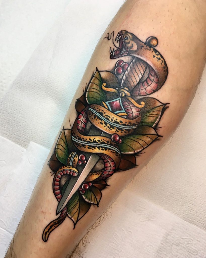 snake and dagger tattoos